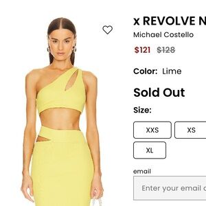 REVOLVE NWTags Michael Costello Nelle One-Shoulder Lime Crop Top Size medium